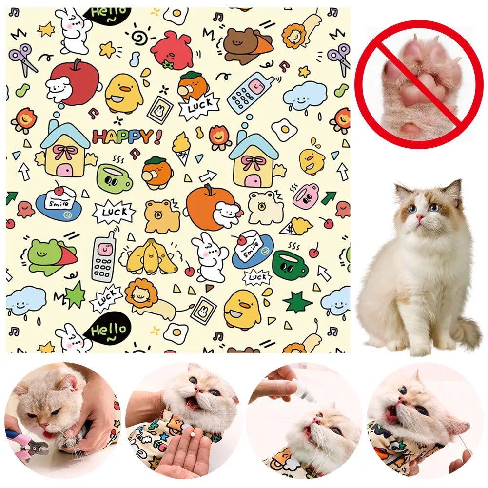 Self-Adhesive Cat Grooming Restraint Wrap Bag — Anti-Bite & Anti-Scratch Control for Nail Clipping & Injections