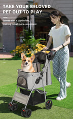 Foldable lightweight pet, cart is portable and breathable when going out, universal travel trolley for cats and dogs