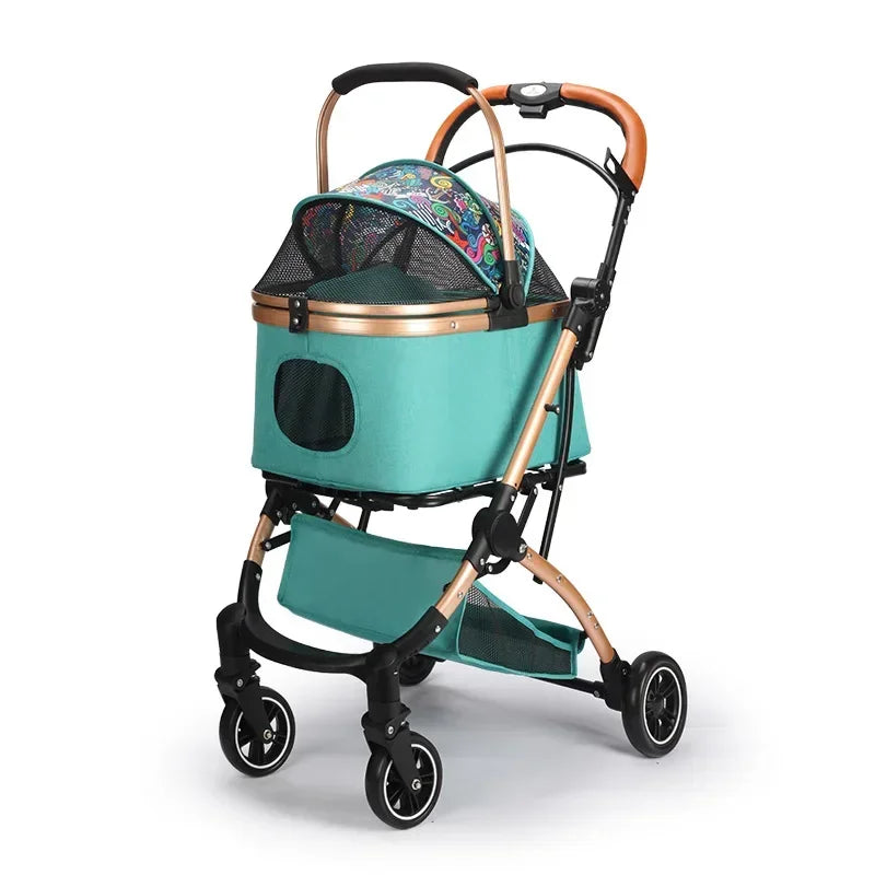 Portable Multifunctional Pet Stroller Detached Vehicle Mounted Pet Cage Lightweight and Foldable Pet Stroller Dogs Buggy