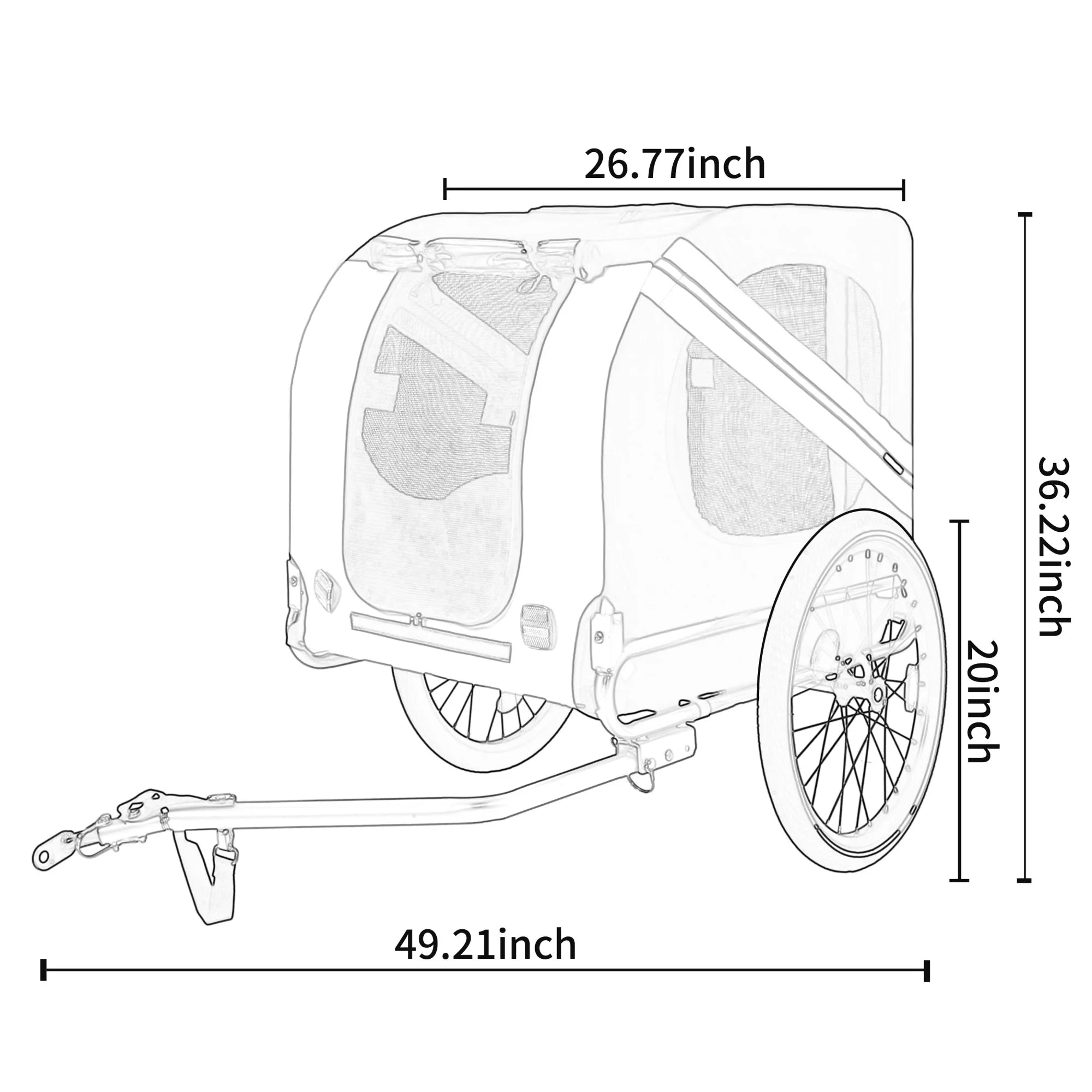 2-in-1 Bike Trailer & Push Cart for Pets - All-Terrain Pet Carrier & Durable Steel Frame, 66LB Capacity for Cycling, Camping