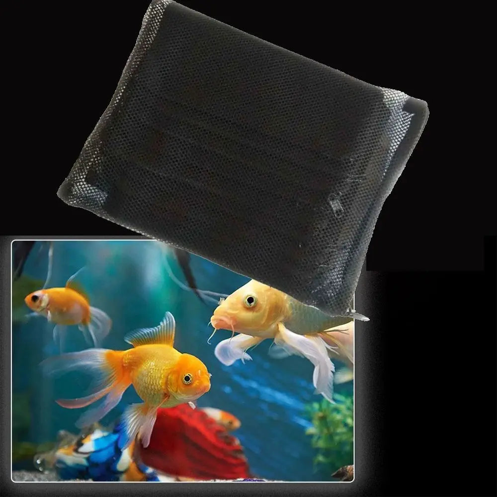 Reusable Aquarium Filter Net Bags (Black Nylon Mesh, Zip Closure, Pond & Tank Media)