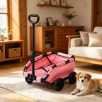 Lightweight Pet Pull Wagon Portable Foldable Pet Trolley 4-Wheel Dog Wagon Adjustable Handle Foldable Dog Carrier