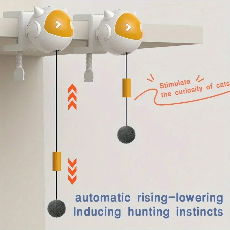 Electric Raising & Lowering Hairy Ball Cat Toy — Interactive Self-Play Electric Cat Balls