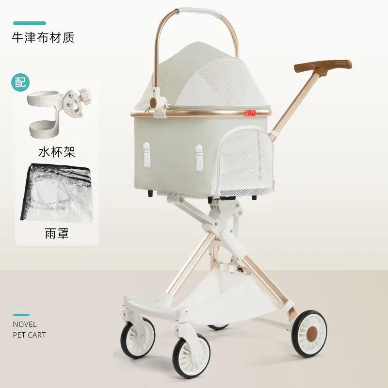 Pet Stroller for Small Dogs and Cats, Portable Foldable Dog Cart, Lightweight Retractable Pet Carrier, Easy Travel