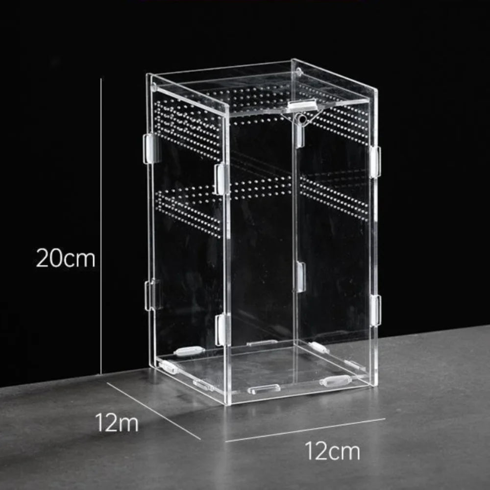 Durable Acrylic Reptile Habitat Anti-Escape Multiple Size Lizard Breeding Box Clear Arboreal Spider Feeding Case for Chameleon