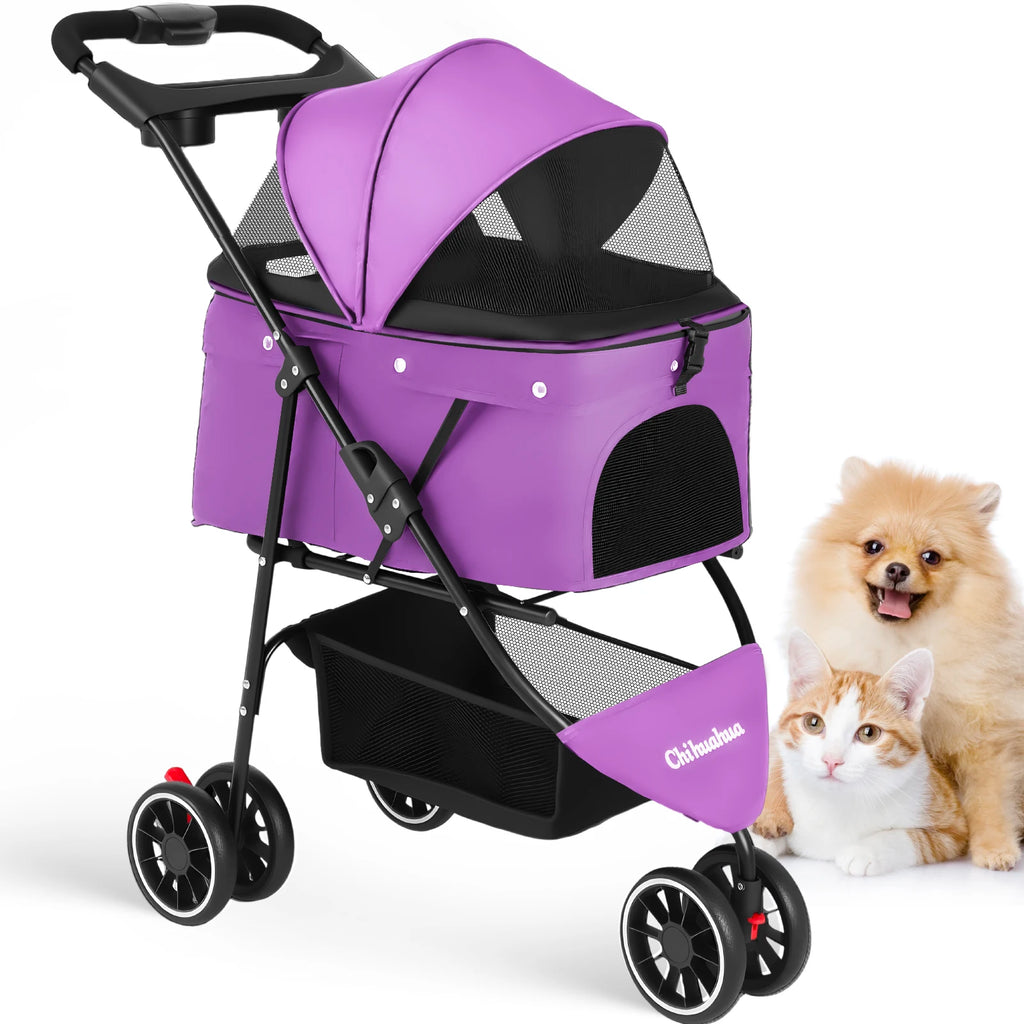 Portable Foldable Pet Stroller with Canopy (Small Dogs & Cats)