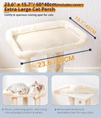 28in Cat Tree with Large Bed, Scratching Post & Hammock (Beige)