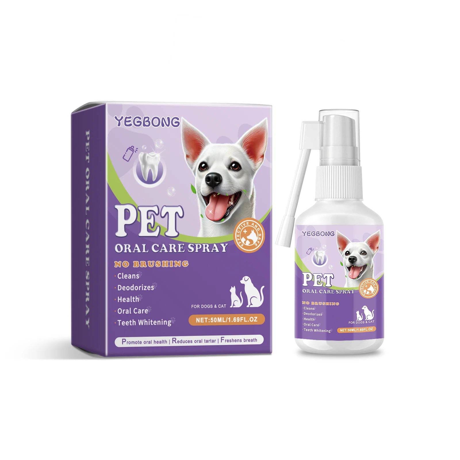 50ml Pet Oral Cleanse Spray Dogs Cats Teeth Clean Deodorant Breath Calculus Kitten Bad Remove Prevent Pet Supplies