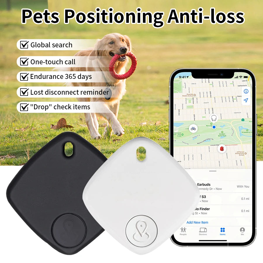 Mini Bluetooth Pet Tracker Compatible with Apple Find My - Anti-Loss GPS Locator for Cats & Dogs (iOS & Android)