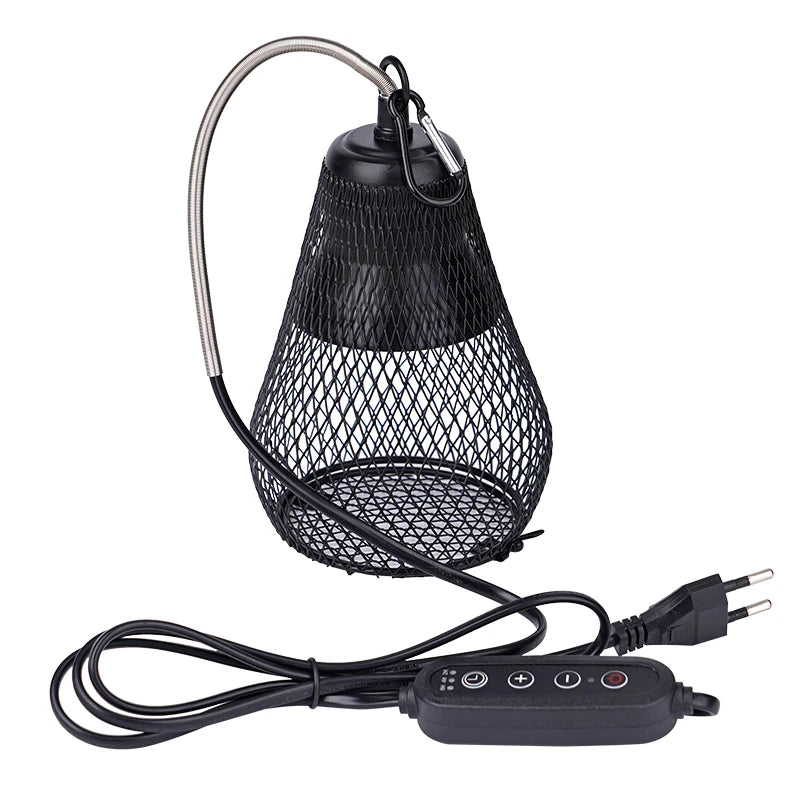 Reptile Heat Lamp Shade Pet Heater Guard Timeable Heat Lamp Anti-Scalding Preservation Infrared Ceramic Heat Lamp Lizard Turtle
