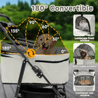 Pet Stroller for Small Dogs and Cats with 4 Wheels, 3 in 1 Foldable Dog Stroller with Detachable Carrier, Breathable Mesh, Stor
