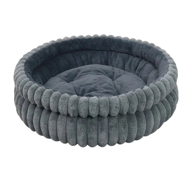 Round Velvet Pet Nest Bed with Removable Cover (Winter Warm)