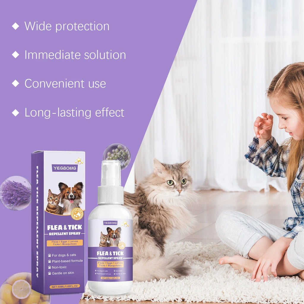Yegbong Flea Tick Repellent Spray Pet Repellent Pet Repellent Spray for Dogs Mild Waterproof Cat Dog Fur Clean Mite Lice Removal