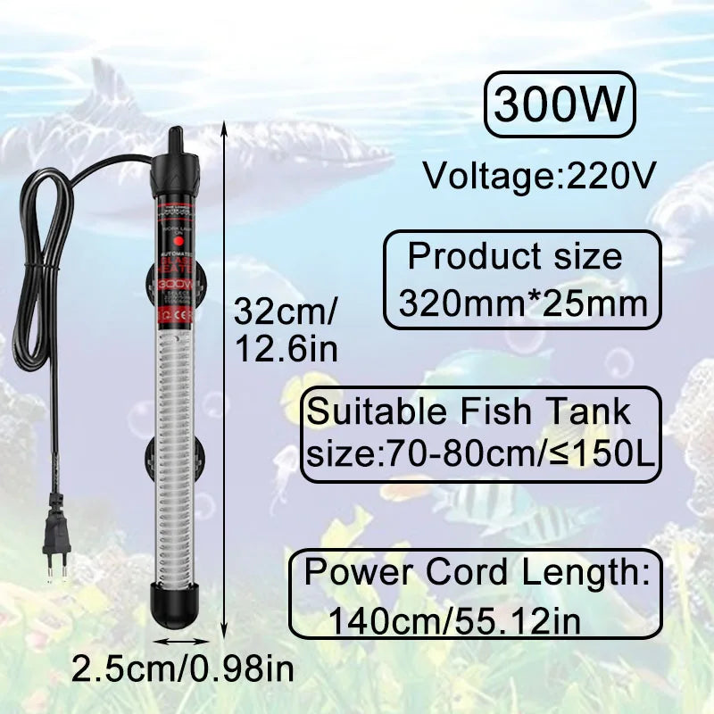 Aquarium Submersible Heater Fish Tank Water Heating Rod Constant Thermostat Temperature Control 220V 25W/50W/100W/200W/300W
