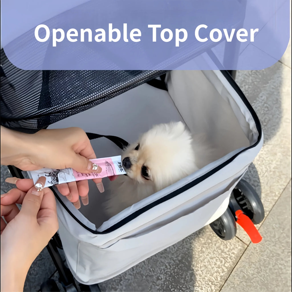 Hot Sale Popular Small Dog Foldable Pet Stroller Featuring a Convenient Pet Dish for Your Furry Friend