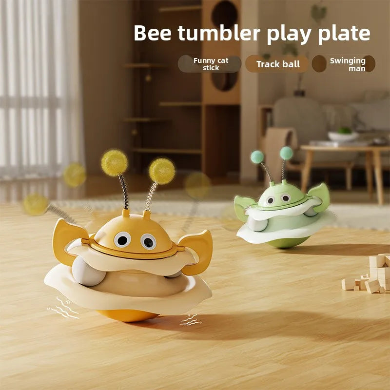 Little Bee Tumbler Turntable Cat Teaser Toy — Self-Righting Interactive Spinning Artifact