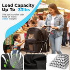 BestOffice Pet Stroller for Small Medium Dogs Cats, 3-Wheel Foldable Dog Stroller with Cup Holder, Lightweight Travel Carrier,