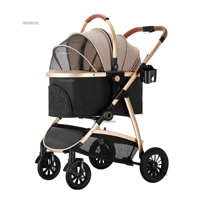 Modern Lightweight Portable Separable Pet Stroller For Cats Dogs Cart 4-wheel Foldable Stroller Outdoor Travel Walking Dog Cart