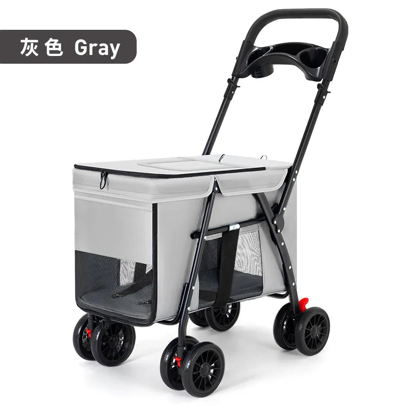 All-Terrain Pet Stroller for 2 Small Dogs/Catsfor Medium Dogs Up To 30 Lbs  Foldable Pet Pram with Storage Basket CupHolder Pets