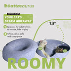 Peekaboo Cat Cave Donut Bed, 3-in-1 Self-Warming with Tunnel & Scratcher (Large Cats)