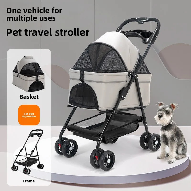 Pet Stroller Poodle Cats Small Pets Lightweight Foldable Outdoor Travel Pet Stroller Pet Trolley Puppy Stroller Dog Trolley