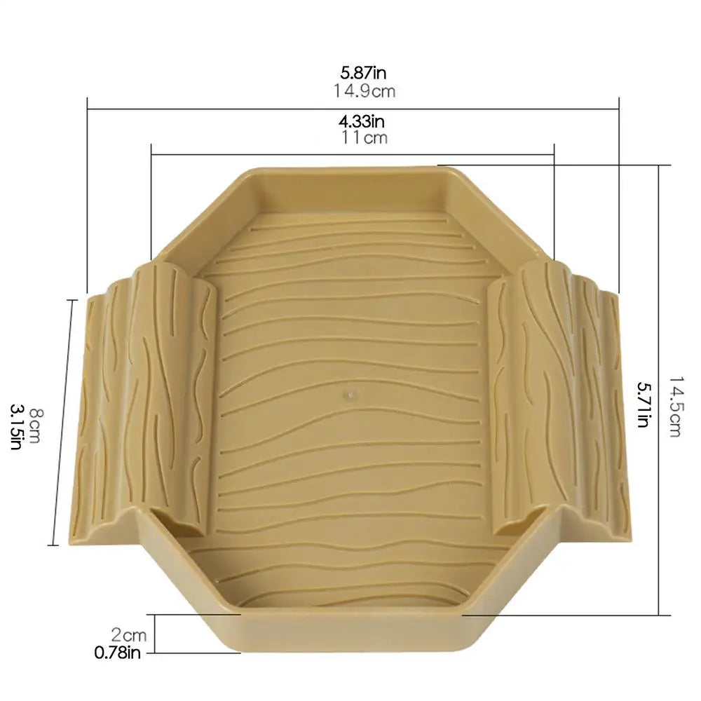 Tortoise Water Dish Anti-Slip Reptile Pool Dish Decorative Turtle Bath Tub with Ramp for Tortoise Snake Gecko Tank Accessory