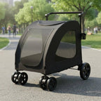 Foldable Dog Stroller Lightweight Feline Stroller Pet Pushcart Large Size Dog Stroller Mesh Sides for Park