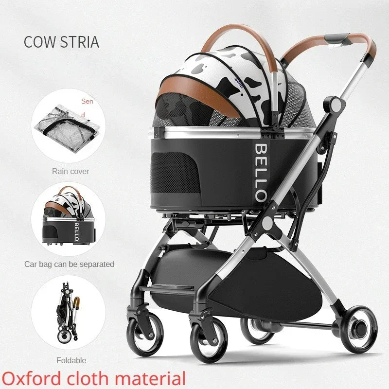 Detachable Aluminum Tube Pet Stroller Foldable Travel Trolley Portable Outdoor Walking Carrier For Cats Puppies Dogs