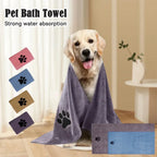 Microfiber Pet Bath Towel, Soft Super Absorbent Quick Dry Towel for Dogs Cats, 2 Sizes Available, Pet Grooming Supplies
