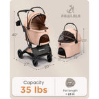 Pet Stroller with Detachable Carrier for Small Medium Dogs Cats, Smooth Comfort Ride with Shock-Absorbing Suspension, Foldable