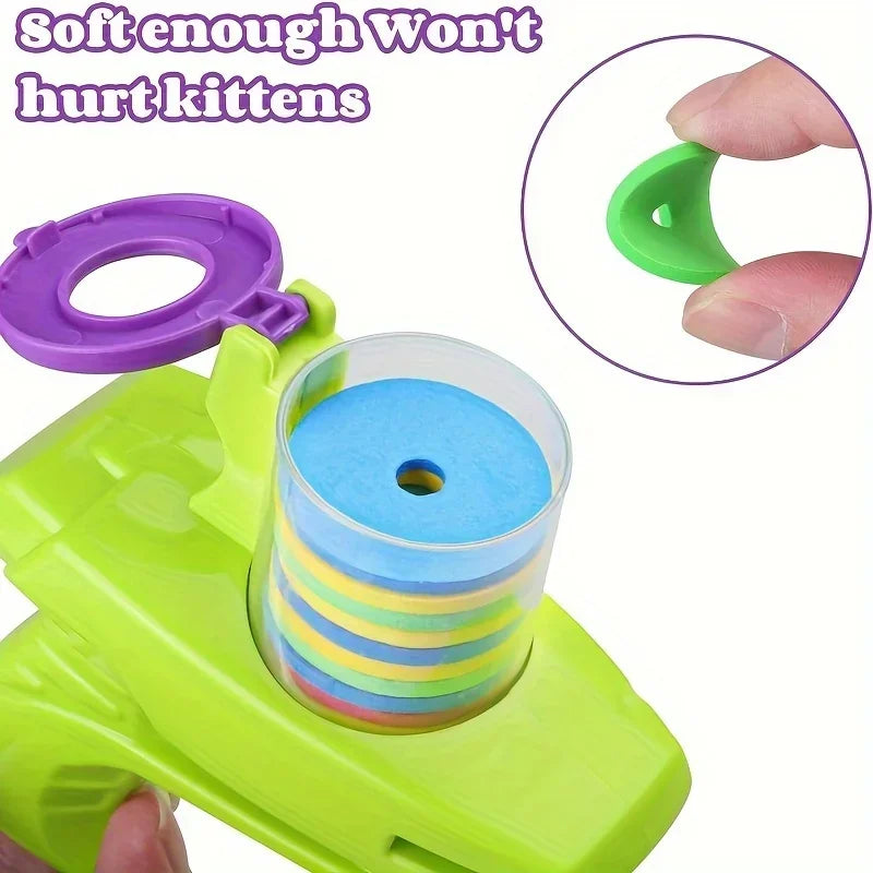 Pet Toy Gun Launcher with Flying Disc Set — Interactive Indoor & Outdoor Chase Toy for Cats & Dogs