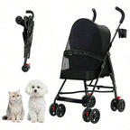 【New style】Pet Stroller For Small Dogs And CatsCYUmail 4 Wheels Foldable Dog Stroller Puppy Carrier For Small Dogs 0-15 Lbs W/C