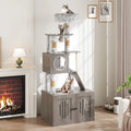 66.9in Multi-Level Cat Tree Tower with Enclosed Litter Box