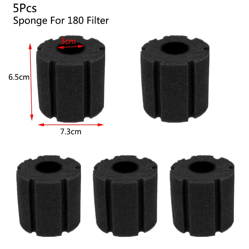Black Bio Sponge Aquarium Filter (Air Pump Driven, Corner Skimmer, Biochemical Media)