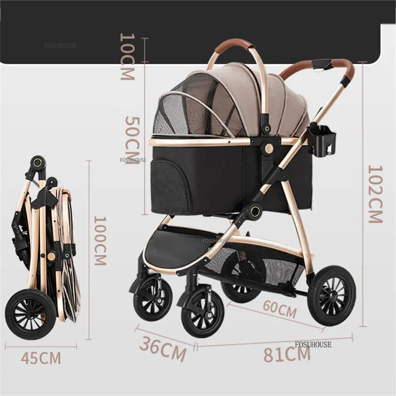 Modern Lightweight Portable Separable Pet Stroller For Cats Dogs Cart 4-wheel Foldable Stroller Outdoor Travel Walking Dog Cart