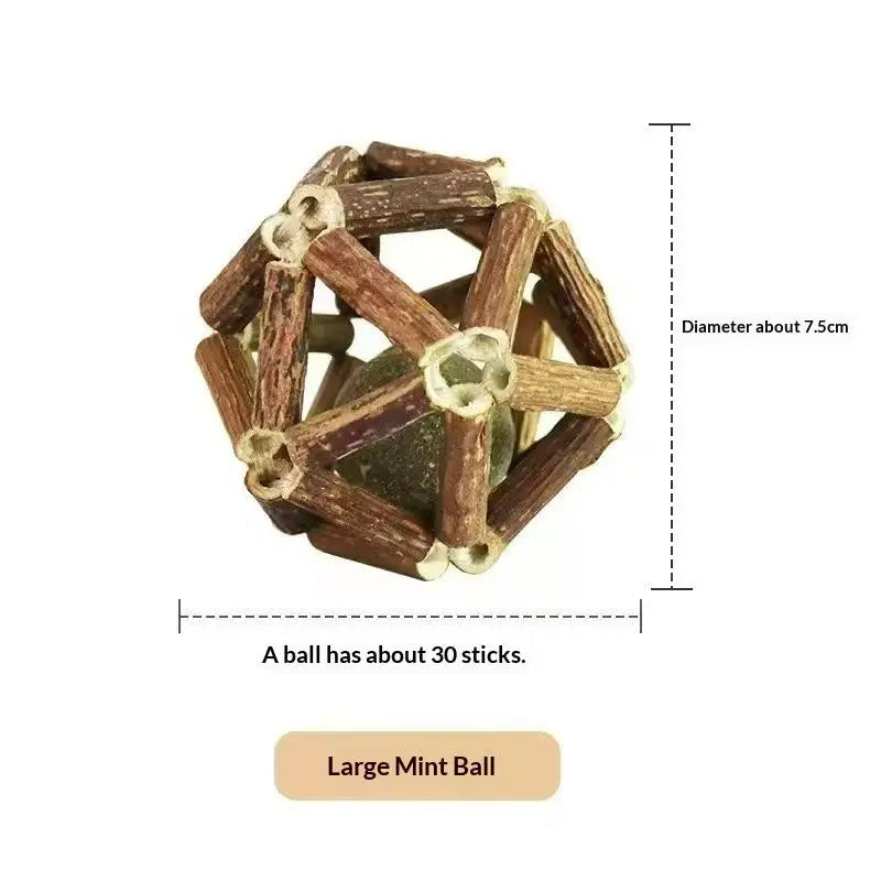 Natural Wood Knotweed Cat Teething Stick Set with Raffia & Sisal Rope