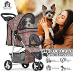 Magshion 3 Wheels Pet Dog Cat Stroller for Small Medium Dogs Cats, Foldable Jogger Stroller w/Storage Basket and Cup Holder