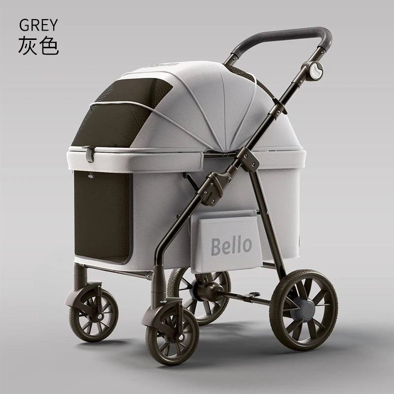 STLFBello New Design Foldable Pet Stroller for Large Dogs 4 Wheels Premium Travel Carrier