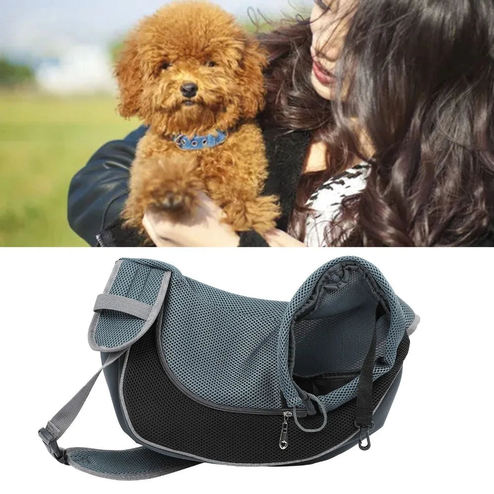 Breathable Mesh Pet Sling Carrier Large Capacity Adjustable Strap Single Shoulder Carrier Light Weight Soft Fabric
