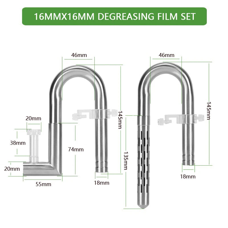 Stainless Steel Aquarium Filter Lily Pipe & Oil Film Skimmer (WYIN Style, Inflow/Outflow)