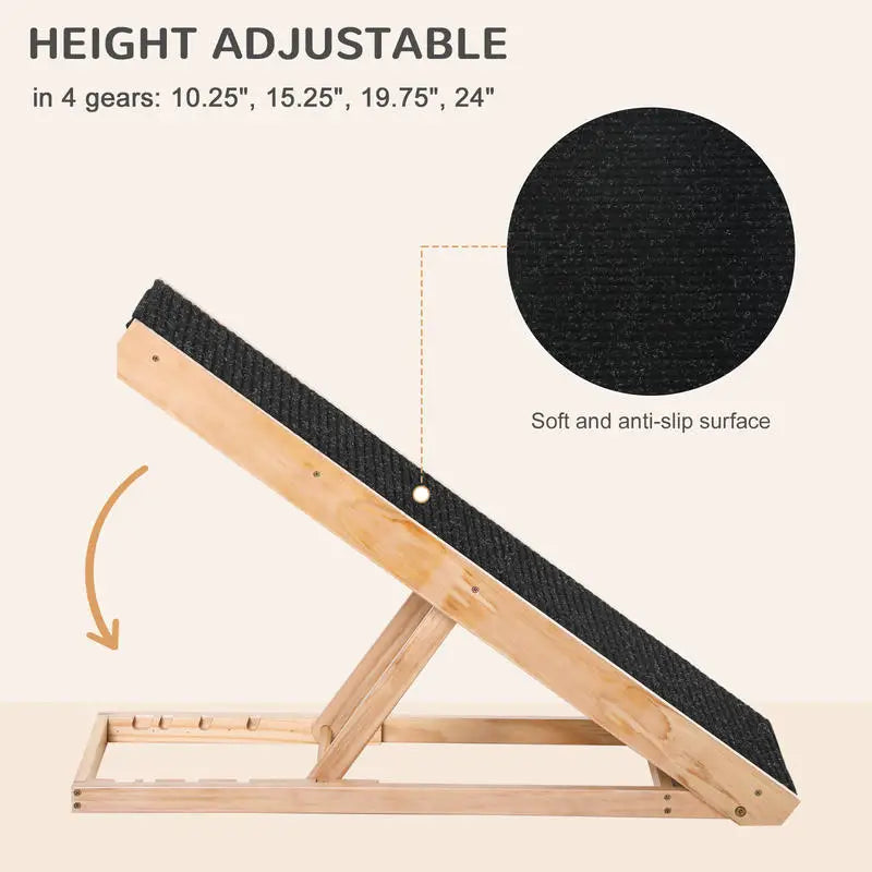PawHut Foldable Elevated Pet Ramp (35.5x16x24in, Black)