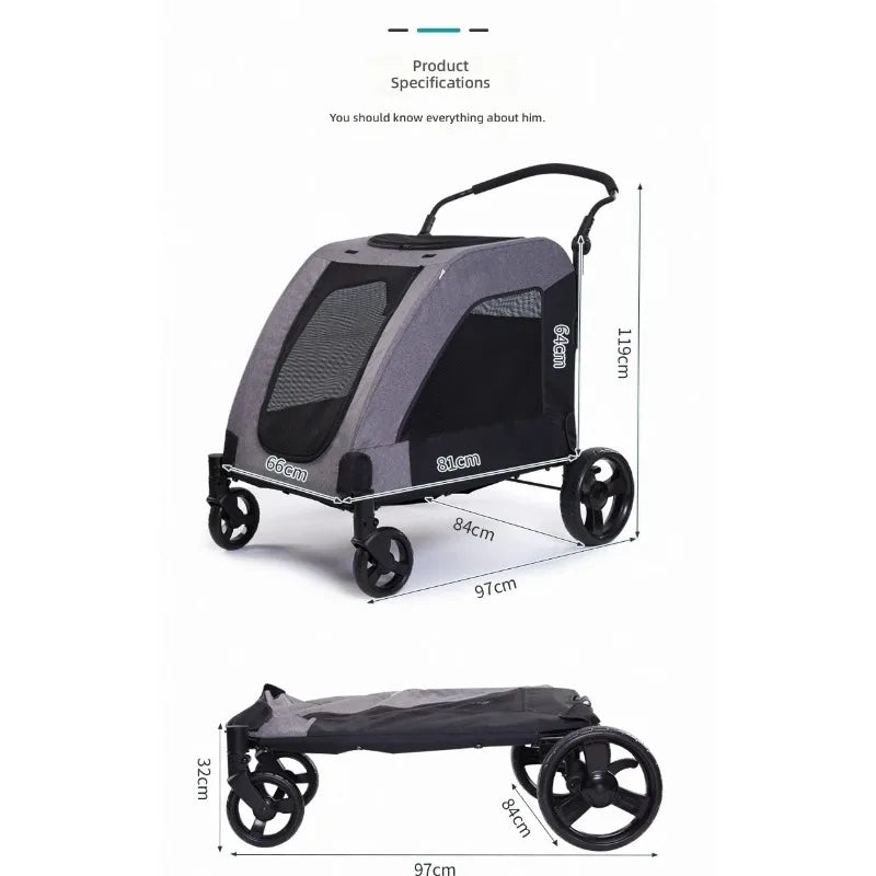 Pet Stroller for Multiple Pets, Lightweight Foldable Cat and Dog Carrier, Portable Pet Travel Stroller, Durable and Easy to Use