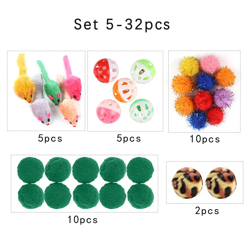 Sisal Ball Mouse Cat Toy Set — Wear-Resistant Bite-Resistant Interactive Kitten Toy