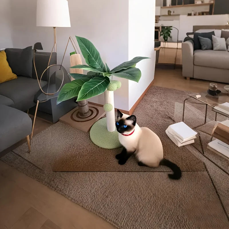 Coconut Tree Cat Scratching Post with Hanging Ball — All-Season Indoor Cat Exercise & Play Tower