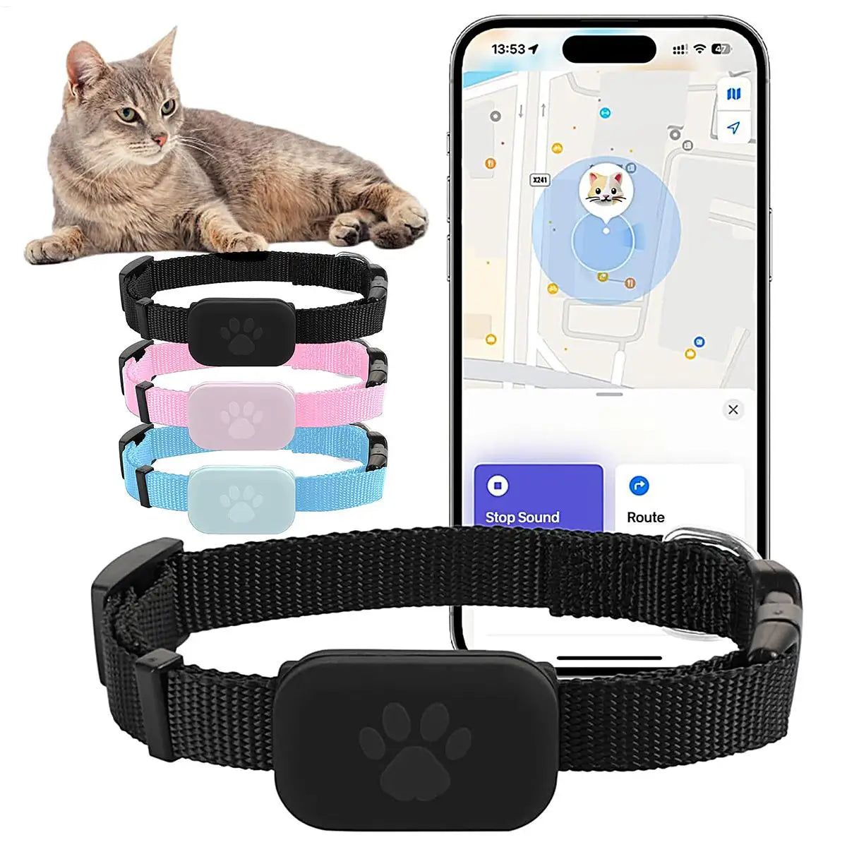 No-Subscription GPS Pet Tracker with Adjustable Collar - Long-Lasting Battery Locator for Puppies, Kittens & Dogs