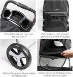 4-Wheel Pet Jogger Stroller with Cup Holder & Storage Basket - Travel Pushchair for Small & Medium Dogs & Cats