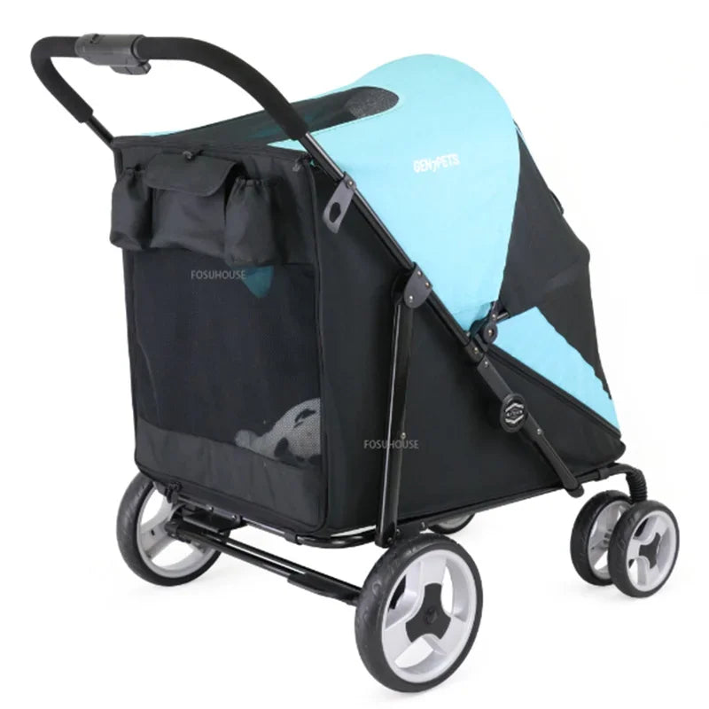Modern Portable 55kg Large Dog Pet Stroller Cats Dogs Cart 4-wheel Foldable Large Capacity Stroller Outdoor Travel Trolley a