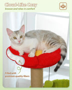 35in Cat Tree with Sisal Posts, Hammock & Flower Bed (Brown)