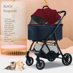 Pet Stroller for Dogs and Cats Going Out Detachable and Foldable Lightweight Small Cart for Walking Dogs and Walking Cats Teddy