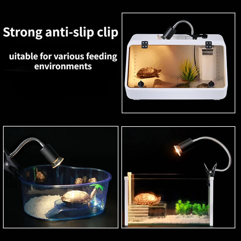 Reptile & Aquarium Heat Lamp (50W, Adjustable Gooseneck, Clip-On)